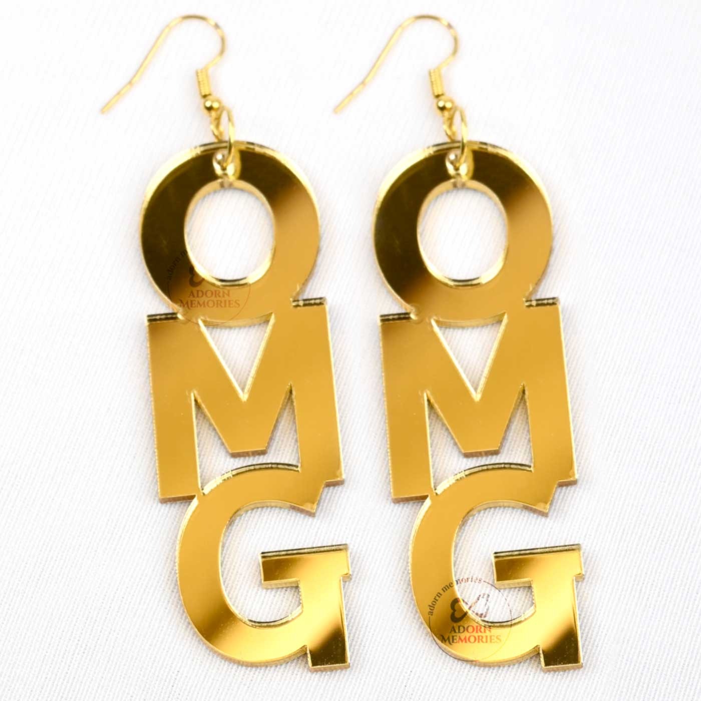 OMG Golden Acrylic Earrings For Women