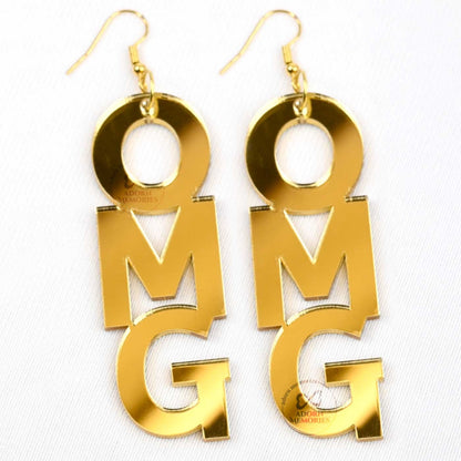 OMG Golden Acrylic Earrings For Women