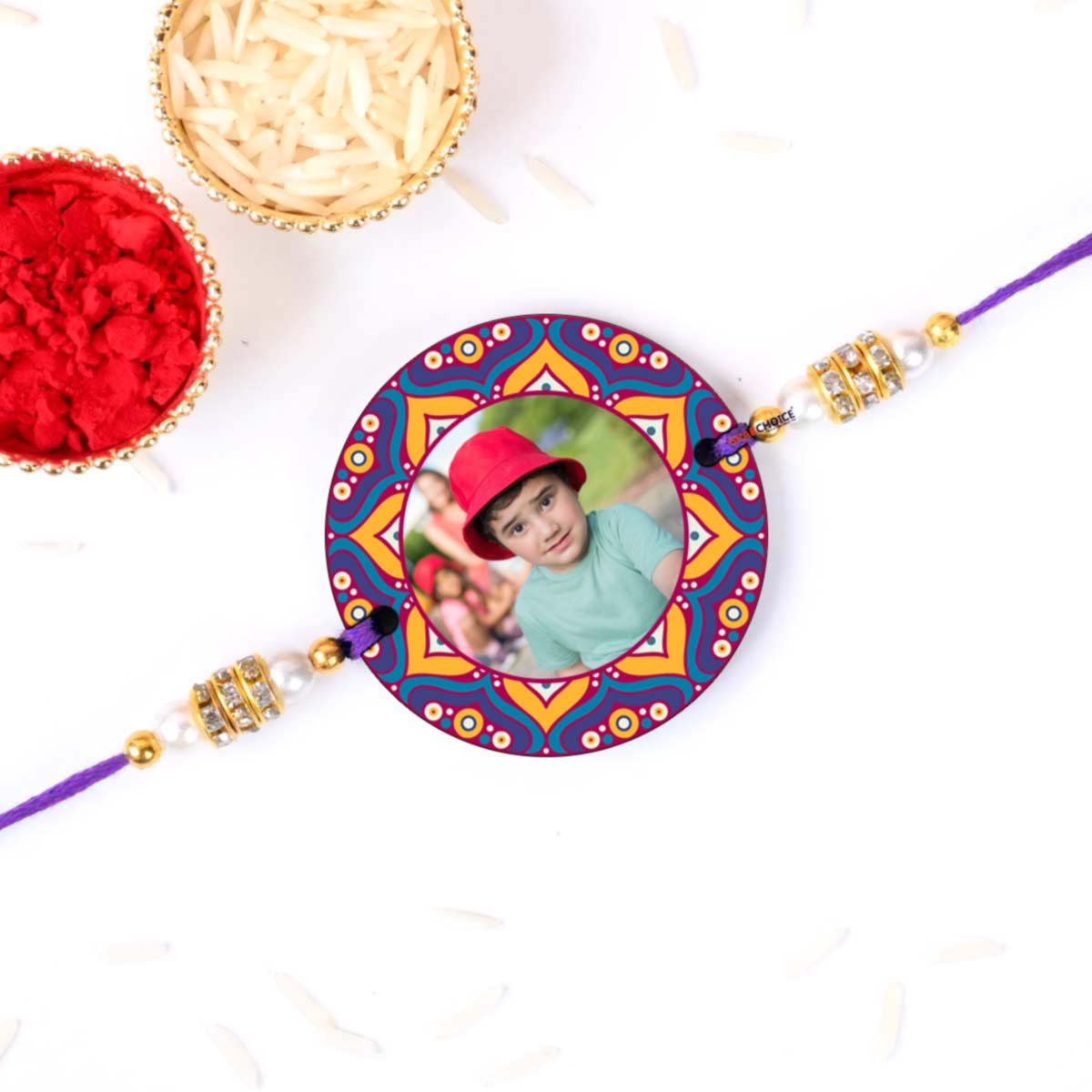 Personalized Mandala Rakhi For Brother With Photo