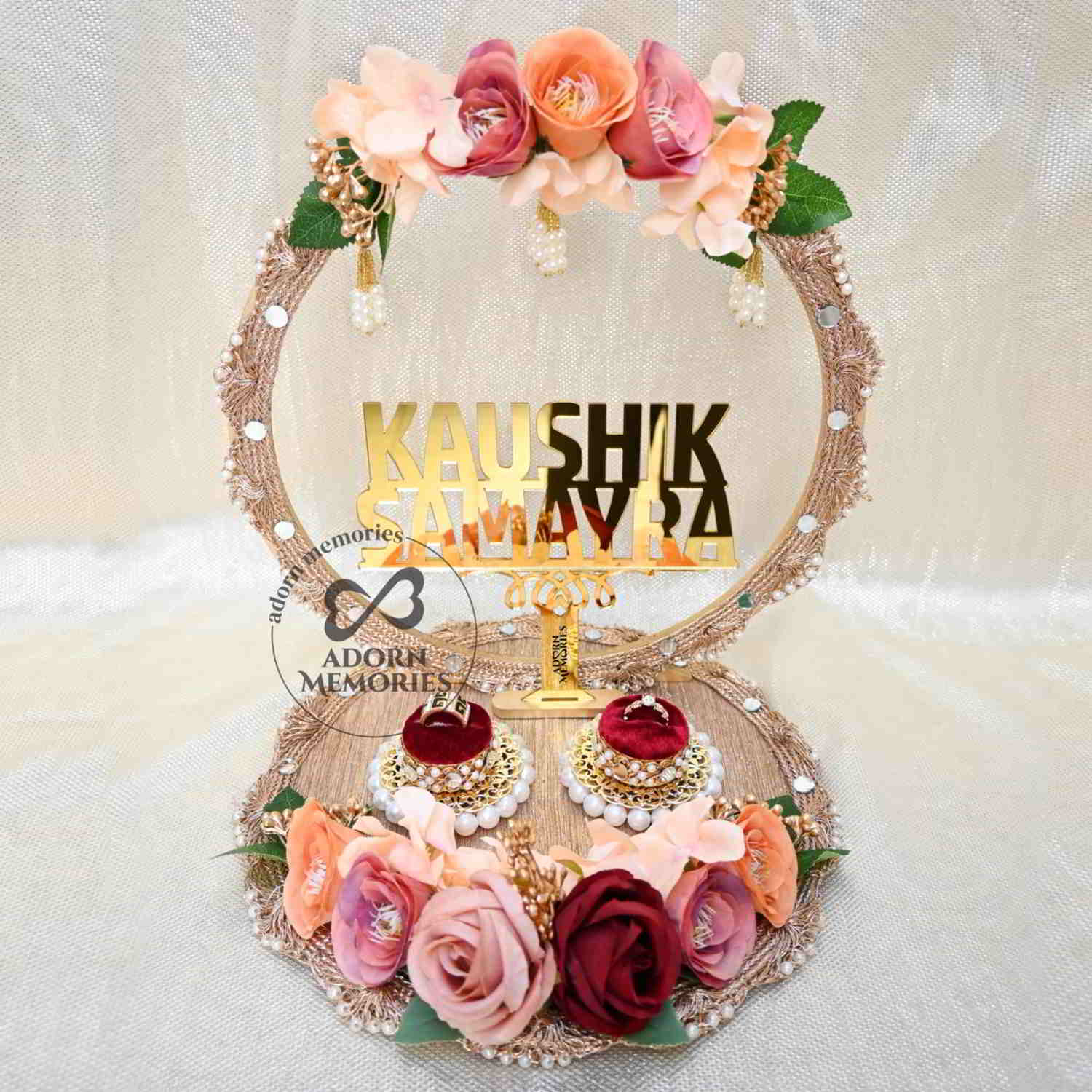 Buy Personalized Decoration Engagement Ring Platter,Ring Plate,Ring Holder,Ring  Tray with Acrylic Name of Groom and Bride|Blue|Wedding Ring Platter|Decorative  Tray|Marriage Decor|Pink,White,Golden Online at Low Prices in India -  Amazon.in