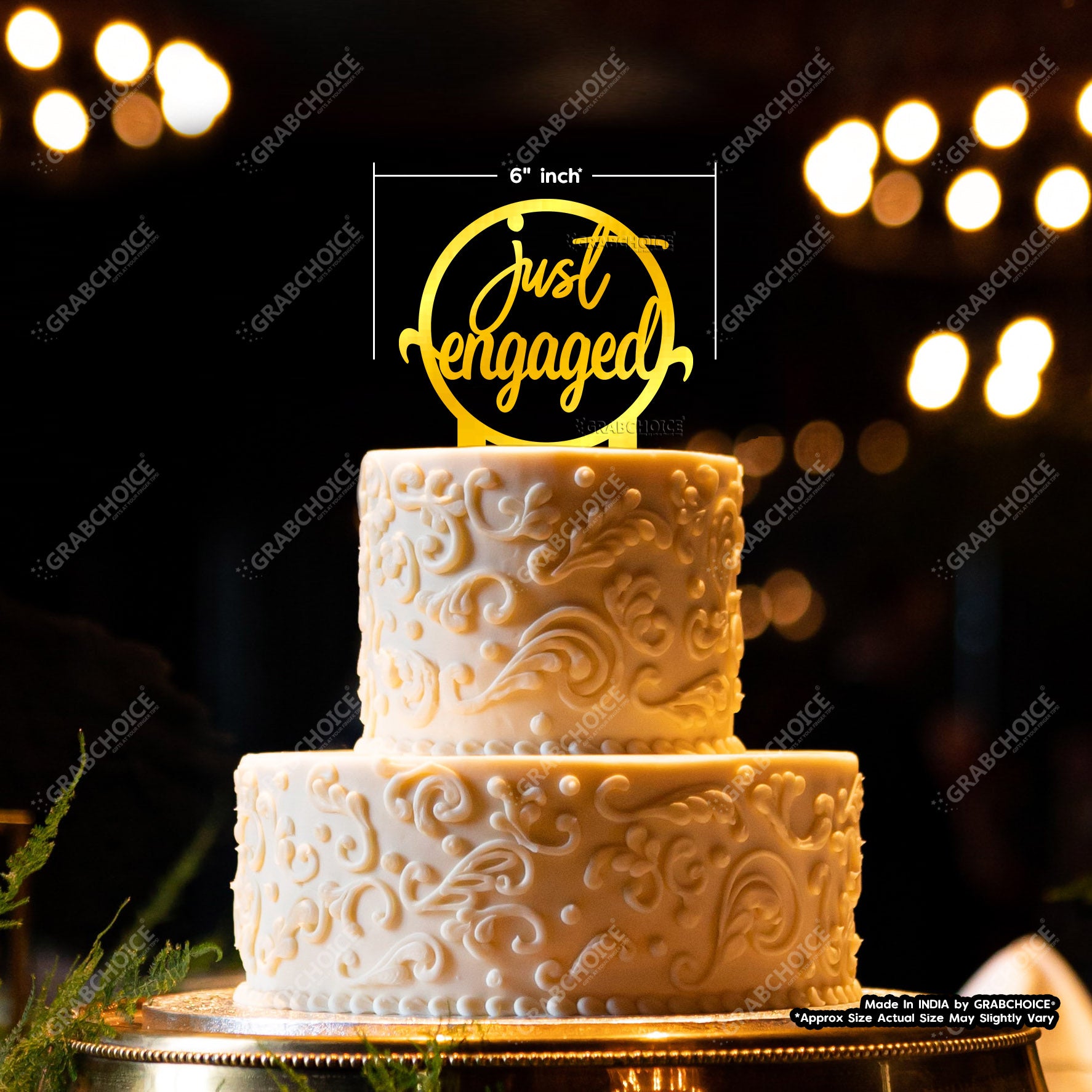 Just Engaged Cake Topper Golden – EBAKE